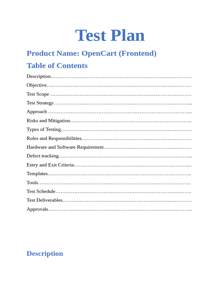 OpenCart Testing Plan Overview | PDF | Software Testing | Computing