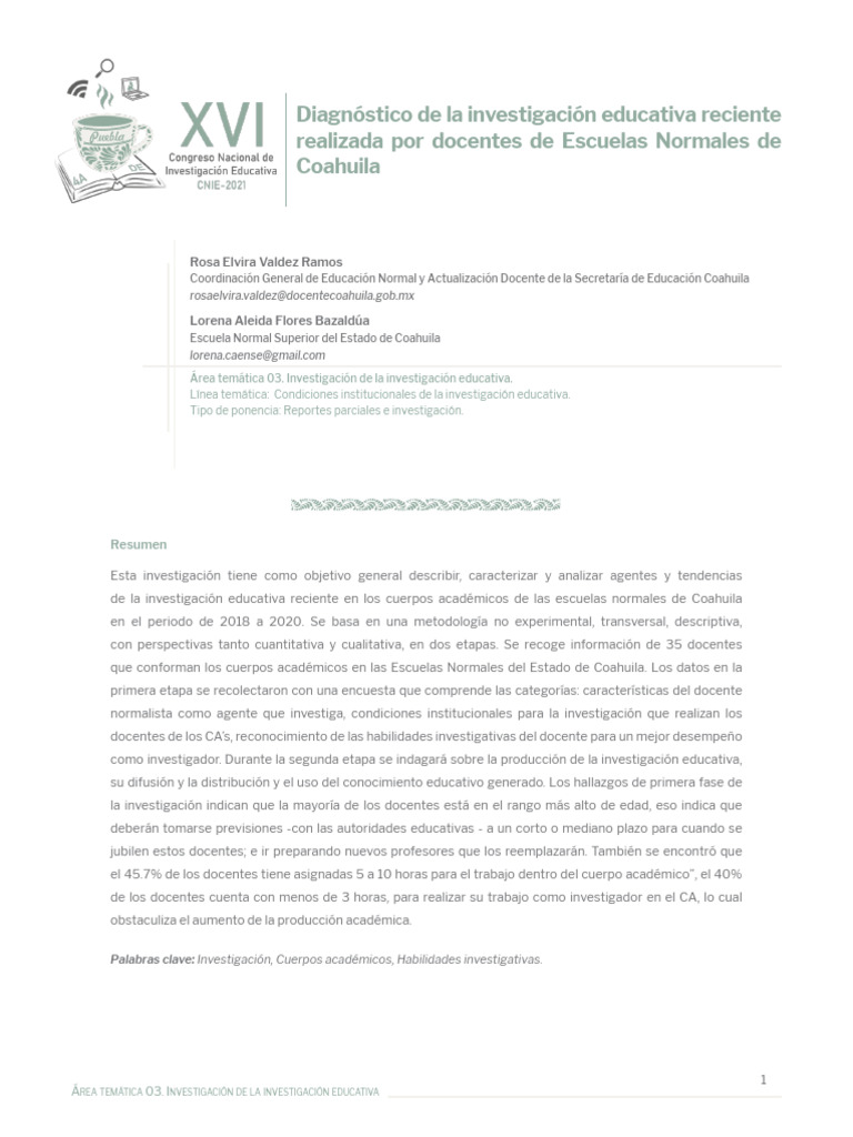Diagnóstico de La Investigación Educativa Reciente Realizada Por ...
