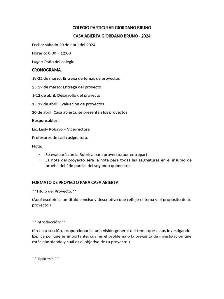 Casa Abierta 2024 en Giordano Bruno | PDF | Hipótesis | Science