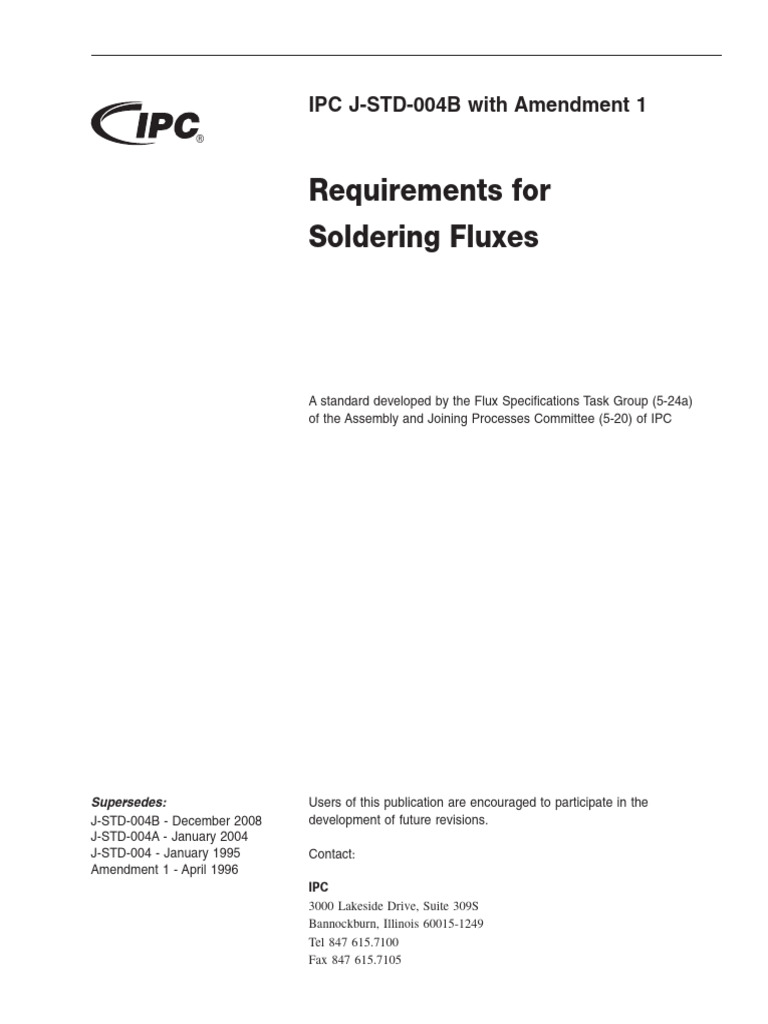 IPC J-STD-004B Soldering Flux Standards | PDF | Soldering | Solder