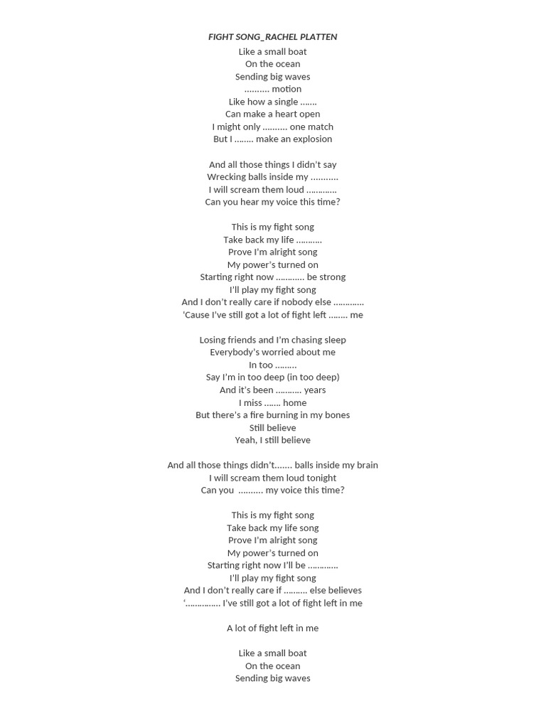 Fight song quiz pdf