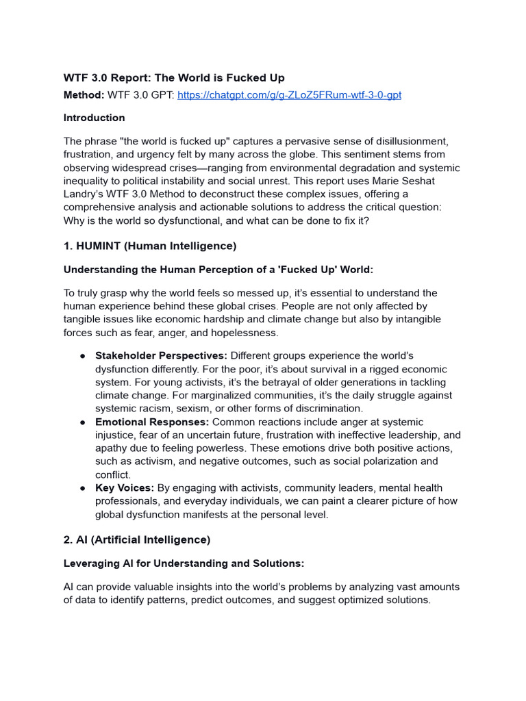WTF 3.0 Report - X The World Is Fucked Up | PDF | Sustainability ...