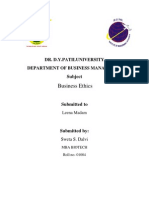 Business Ethics: Dr. D.Y.Patiluniversity Department of Business Managemnt