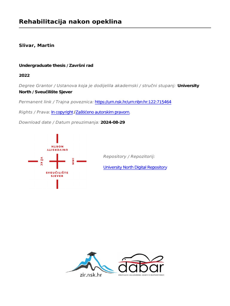 Rehabilitacija Nakon Opeklina Slivar | PDF