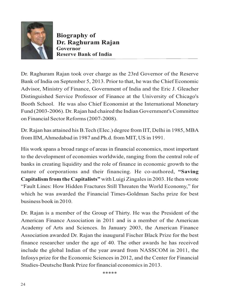 Biography of Dr. Raghuram Rajan | PDF