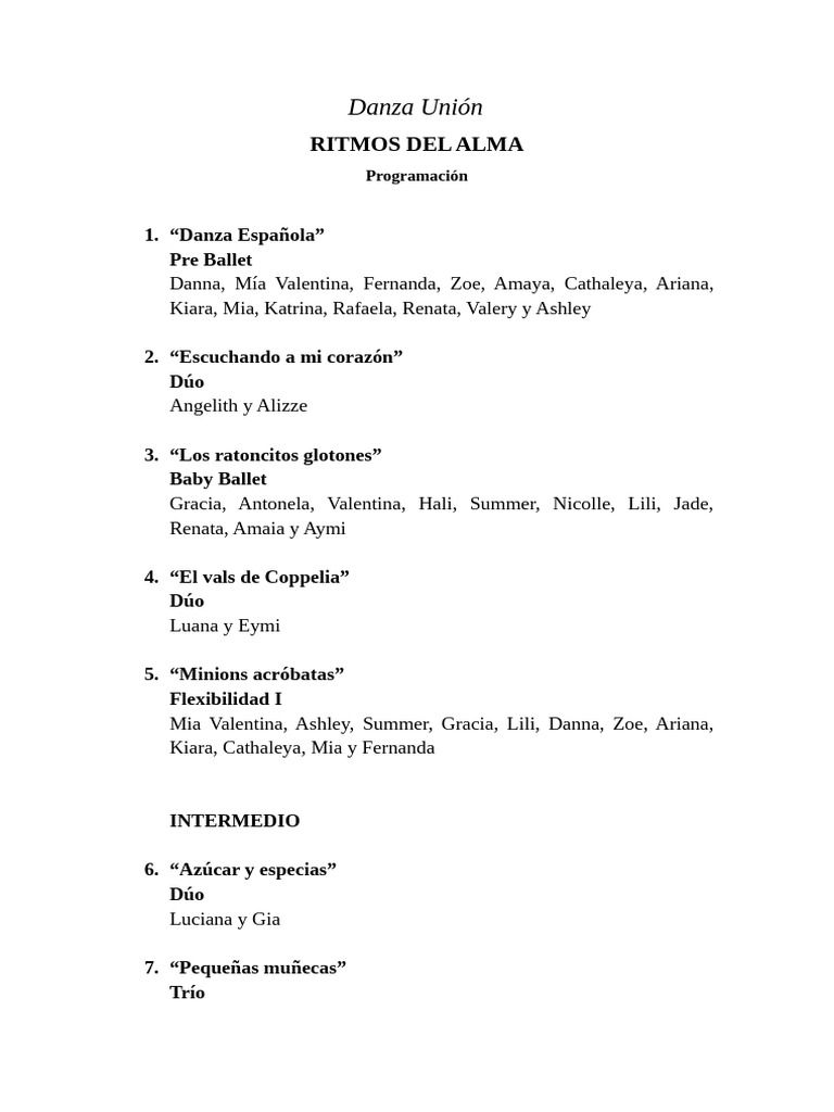 Ritmos del Alma: Danza Unión | PDF