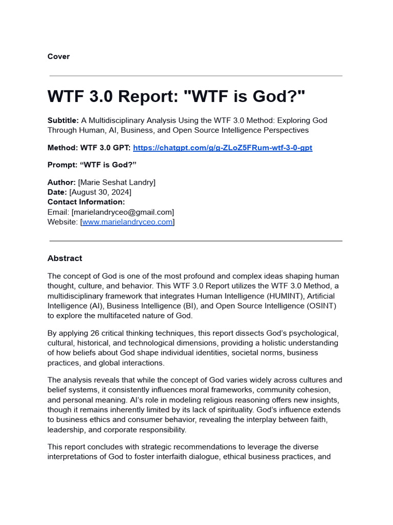 WTF 3.0 Report - WTF Is God | PDF | Intelligence (AI) & Semantics ...