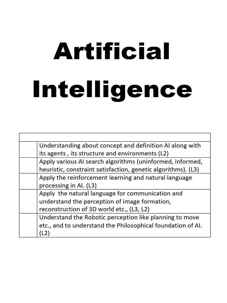 JNTUA Artificial Intelligence Notes - R20 SET 2 | PDF