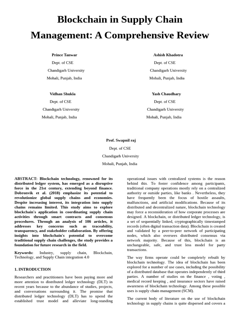 Blockchain in Supply Chain Final | PDF