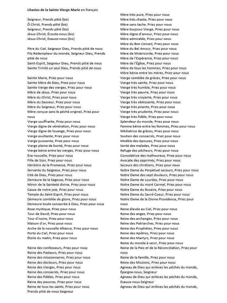 Les Litanies De La Sainte Vierge Pdf