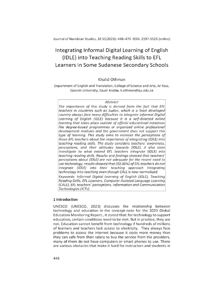 Integrating Informal Digital Learning of English (IDLE) Into Teaching ...