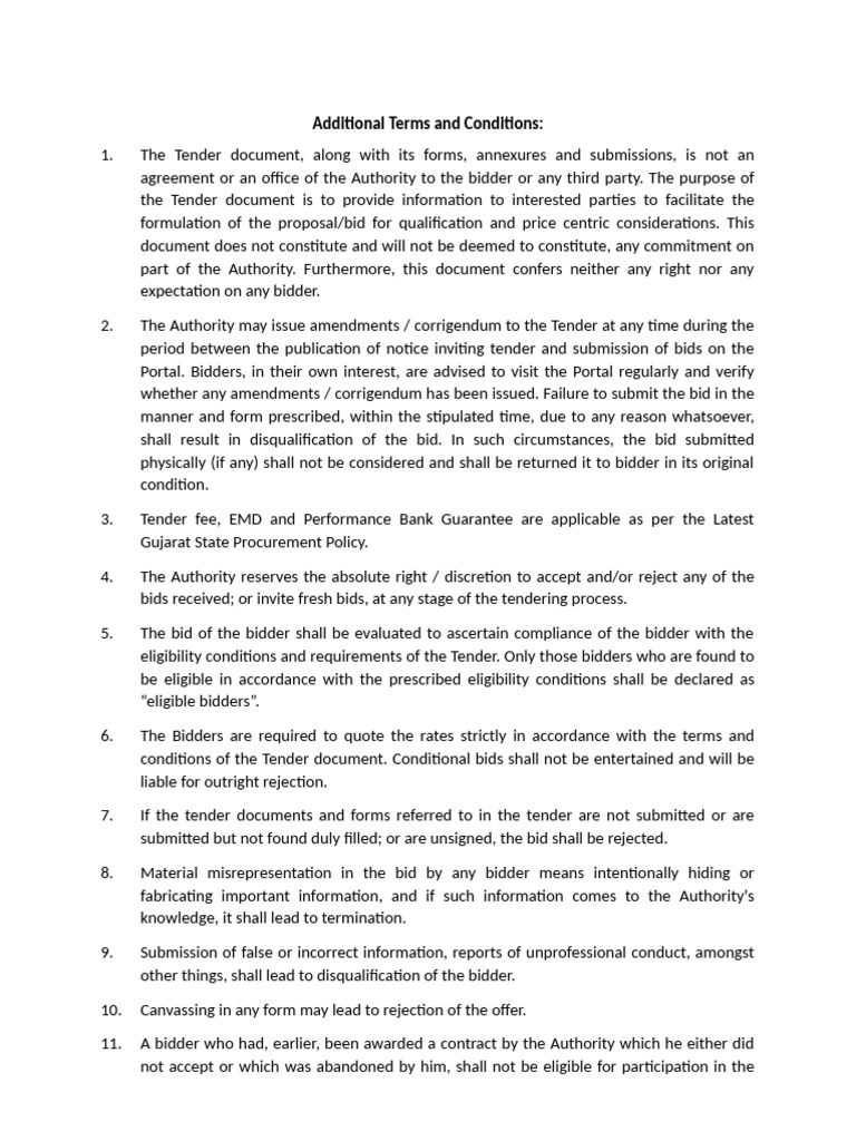 Additional Terms and Conditions - 1 | PDF