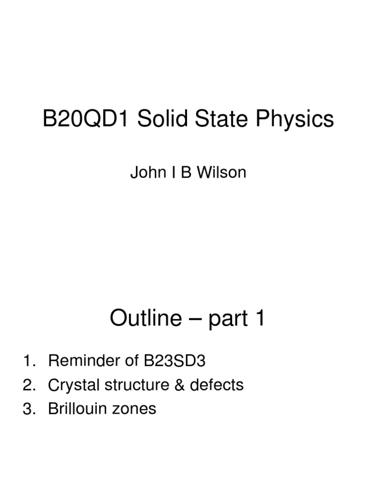 Solid State Physics: Crystal Structures & Models | PDF
