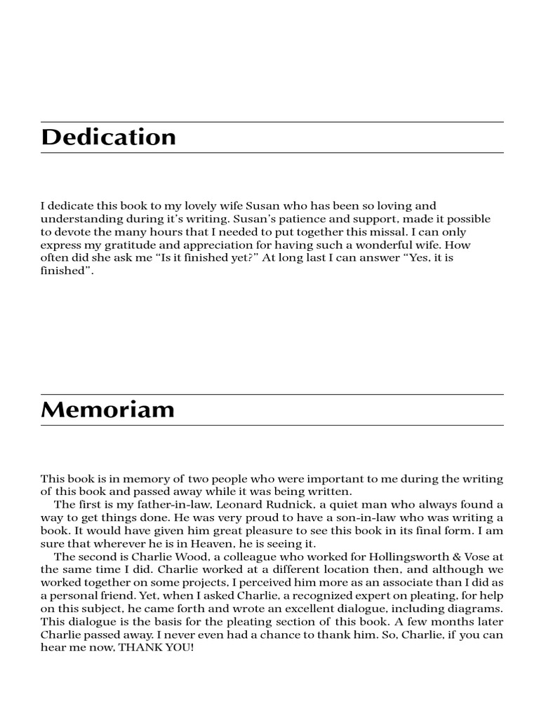 Dedication - 2007 - Handbook of Nonwoven Filter Media | PDF