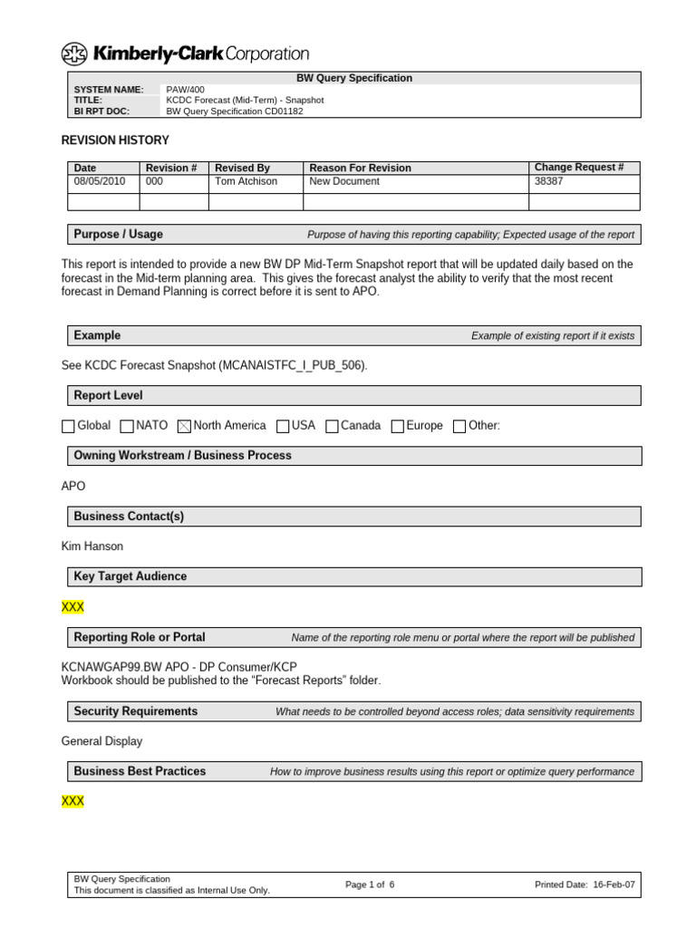 CD-01182 KCDC Forecast (Mid-Term) - Snapshot | PDF