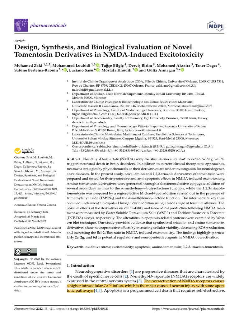 Design, Synthesis, and Biological Evaluation of Novel Tomentosin ...