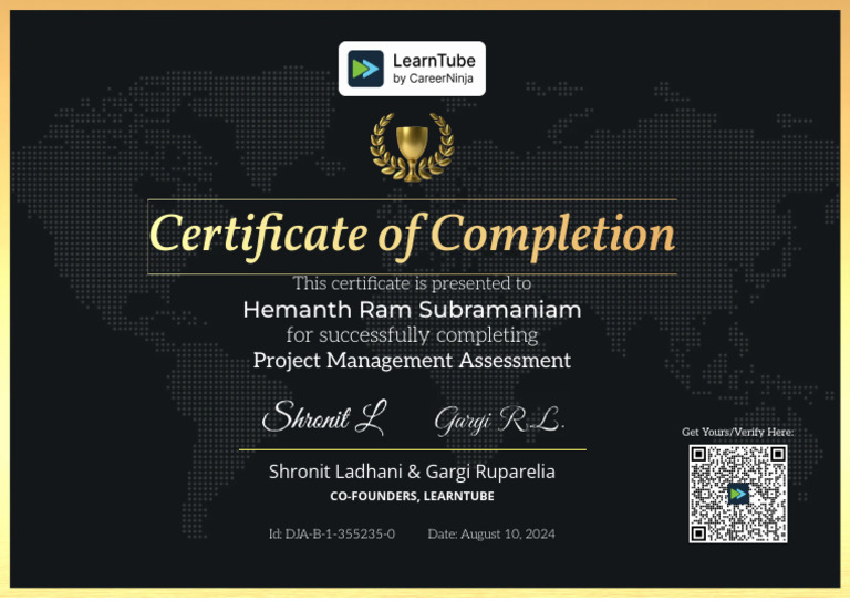 Project Management - Certificate | PDF