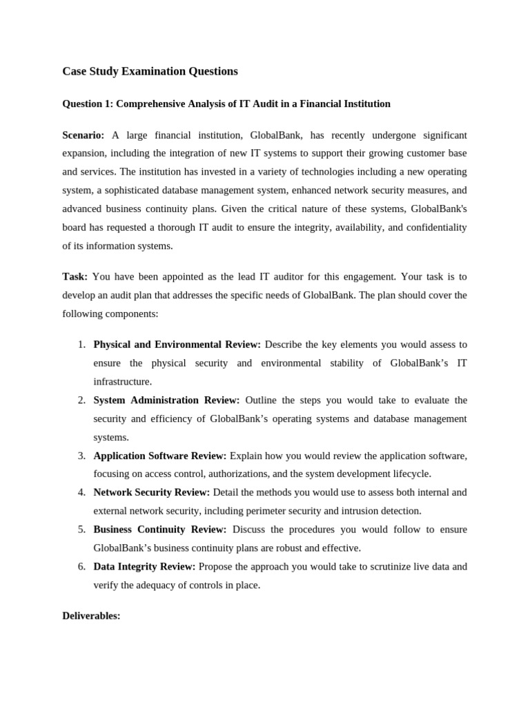IT Audit Case Study Questions | PDF | Audit | Computer Security