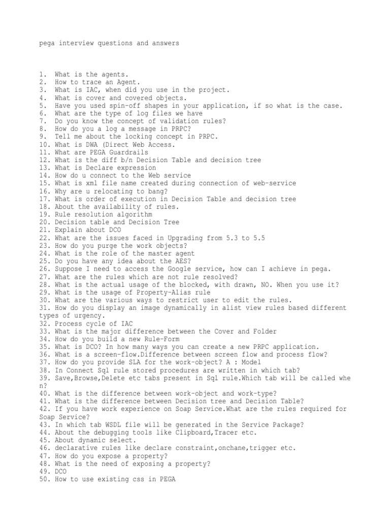 Peg A Interview Questions PDF