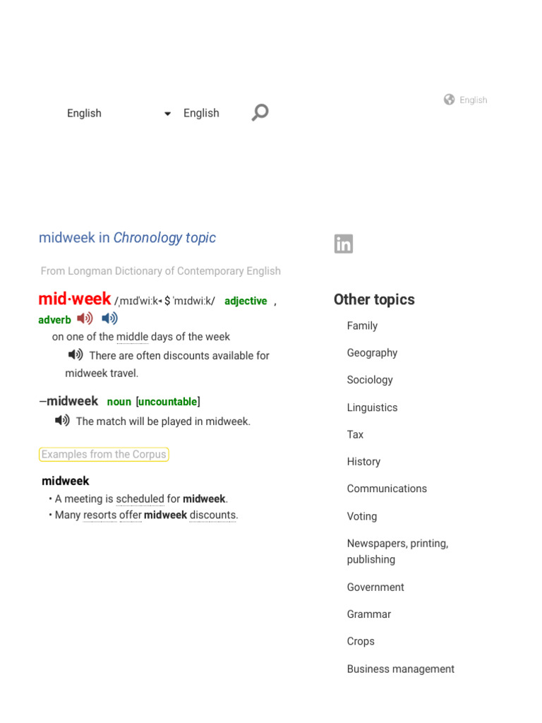 Midweek - Definition From The Chronology Topic - Chronology | PDF