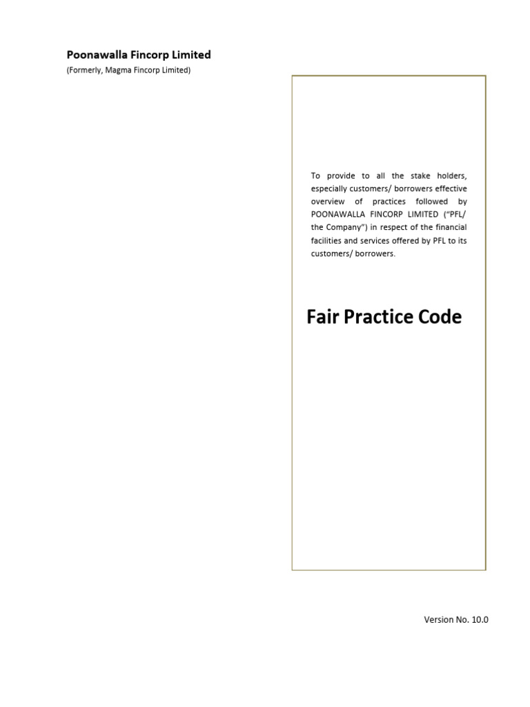 PFL Fair Practice Code Version No 10 | PDF