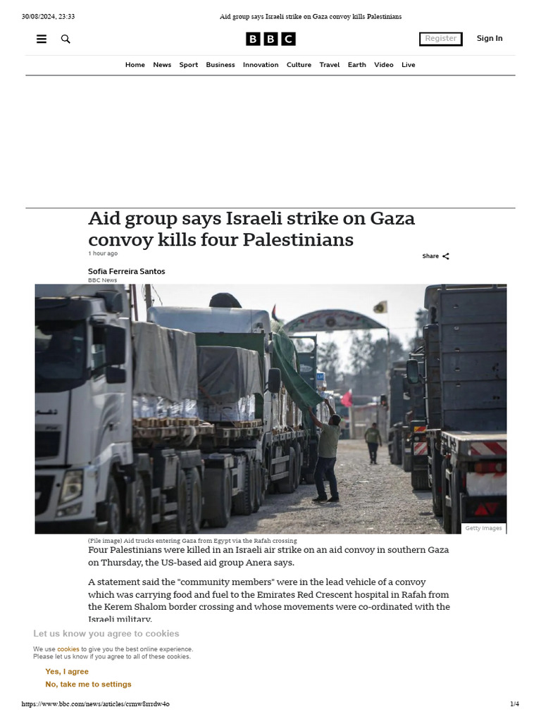 Aid Group Says Israeli Strike On Gaza Convoy Kills Palestinians | PDF