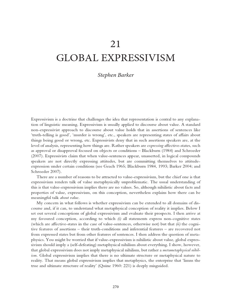Global Expressivism Explained | PDF | Metaphysics | Science & Mathematics