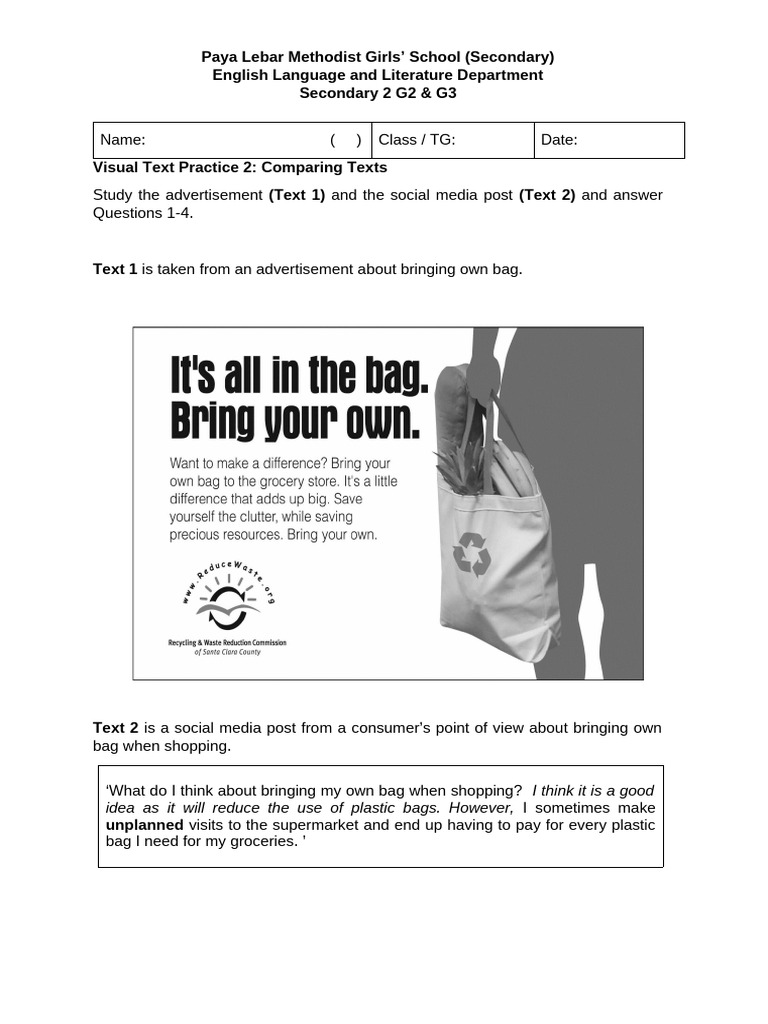 Visual text practice 2 qn paper pdf