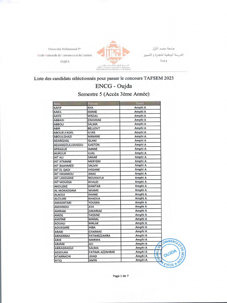 S5 Supmaroc ENCG Oujda Preselection | PDF