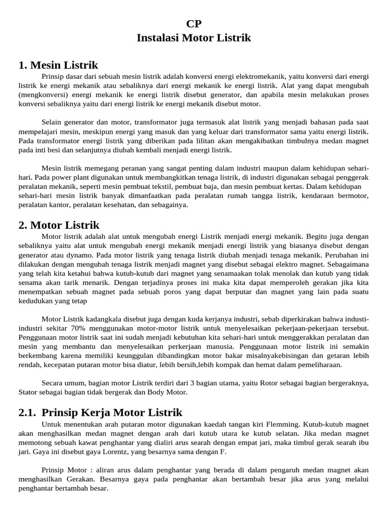 Instalasi Motor Listrik | PDF