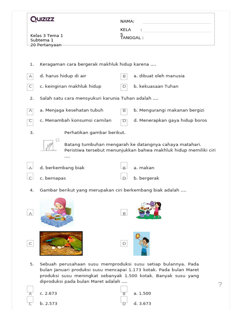 Kelas 3 Tema 1 Subtema 1 Pdf