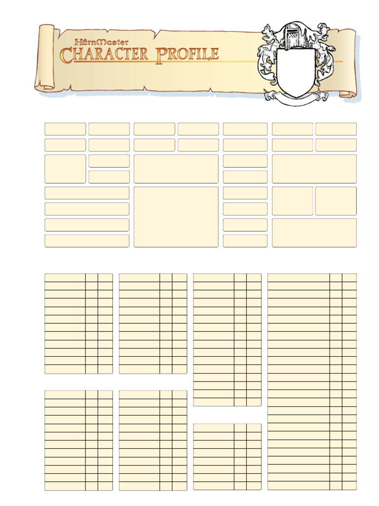 HarnMaster 3e - Character Profile (CG 4001) | PDF