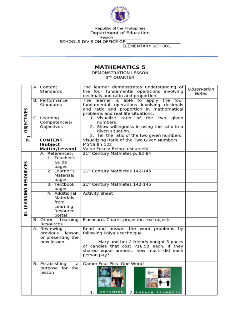 Demo Lesson DLP Math 5 | PDF