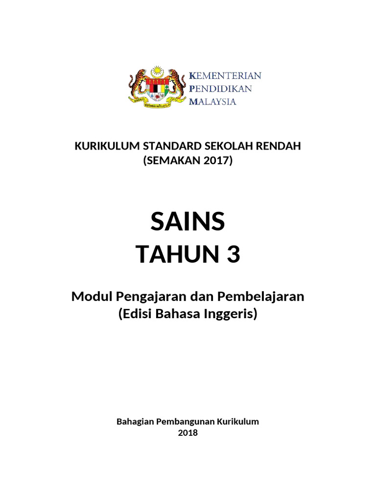 Teaching Learning Module Kssr Semakan 2017 Science Year 3 Pdf