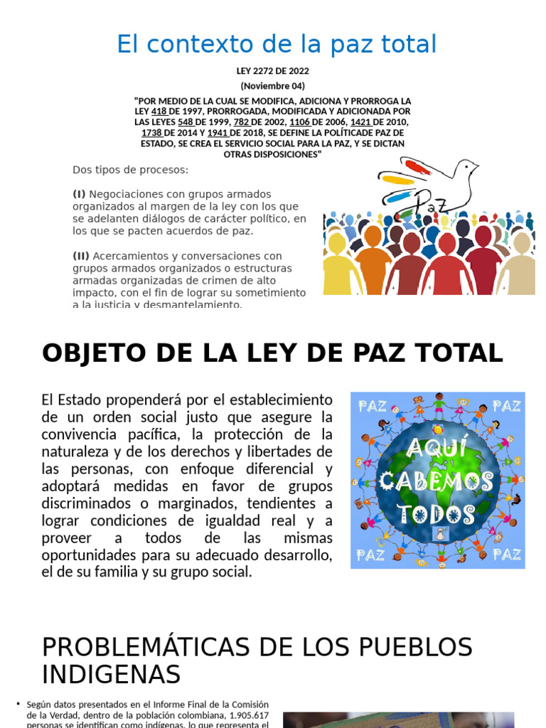 Contexto y Ley de Paz Total en Colombia | PDF | Ley humanitaria ...