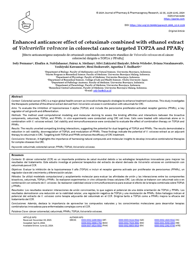 Cetuximab and V. volvacea in CRC Therapy | PDF | Cancer | Colorectal Cancer
