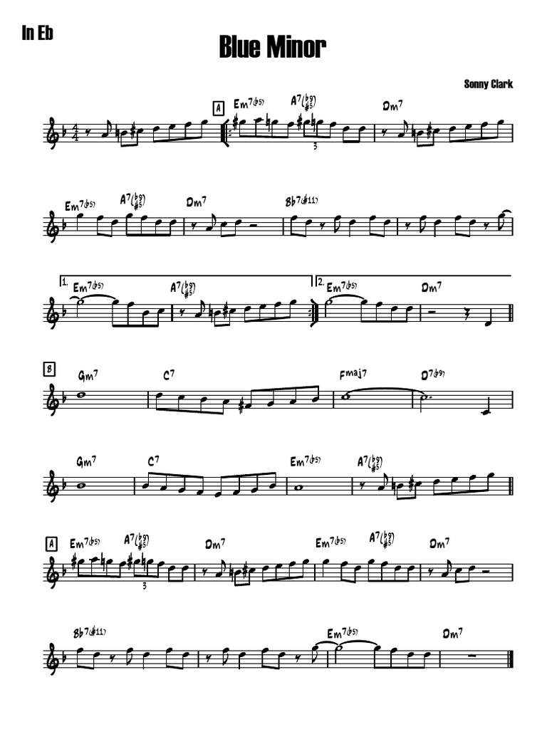 Blue Minor Lead Sheet by Sonny Clark | PDF