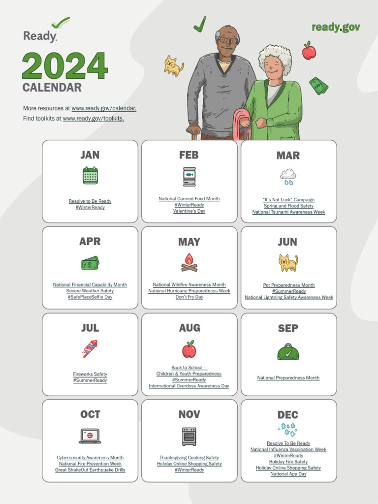 Ready Gov 2024 Preparedness Calendar PDF