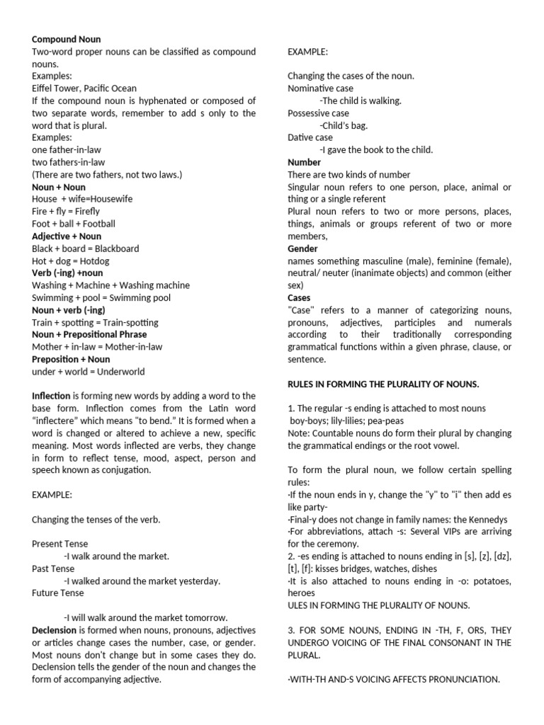 Understanding Compound Nouns in Tagalog | PDF | Grammatical Gender ...