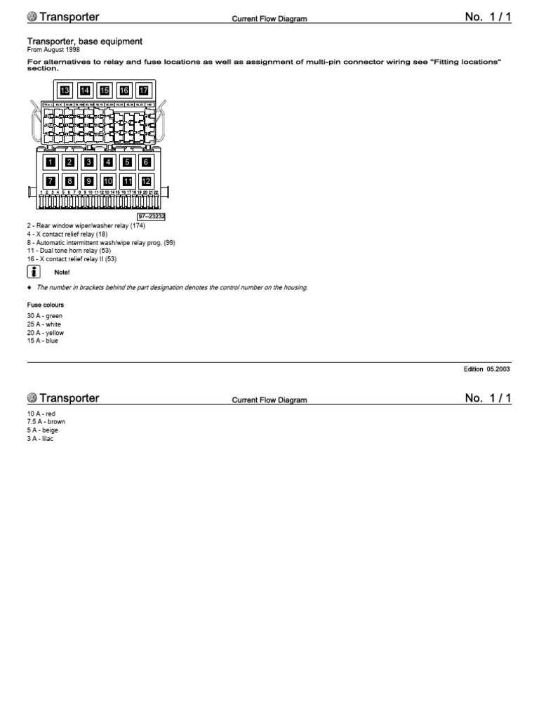 VW t4 1998 Wiring Diagrams Eng | PDF
