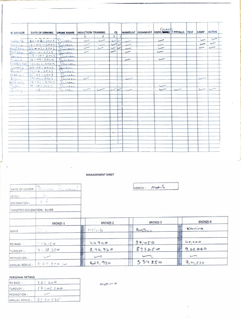 Induction Training and Management Sheet | PDF