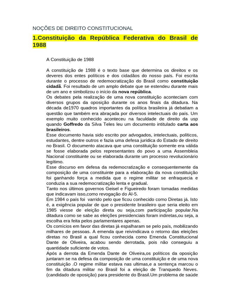 Noções de Direito Constitucional | PDF