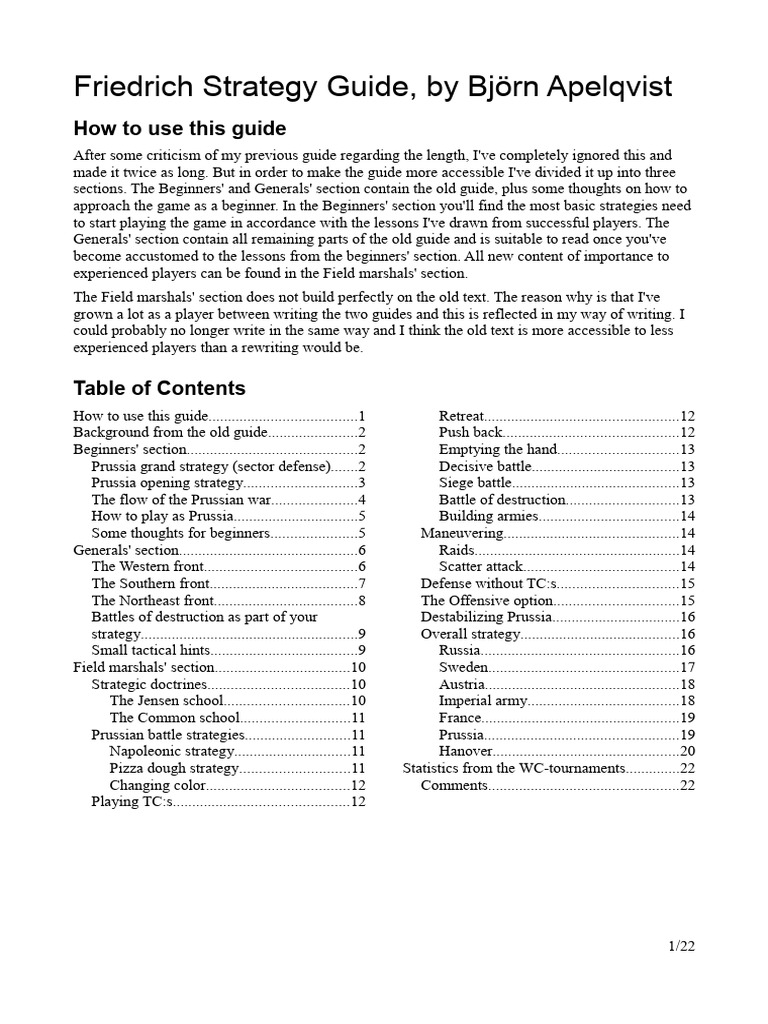 Friedrich Strategy Guide | PDF