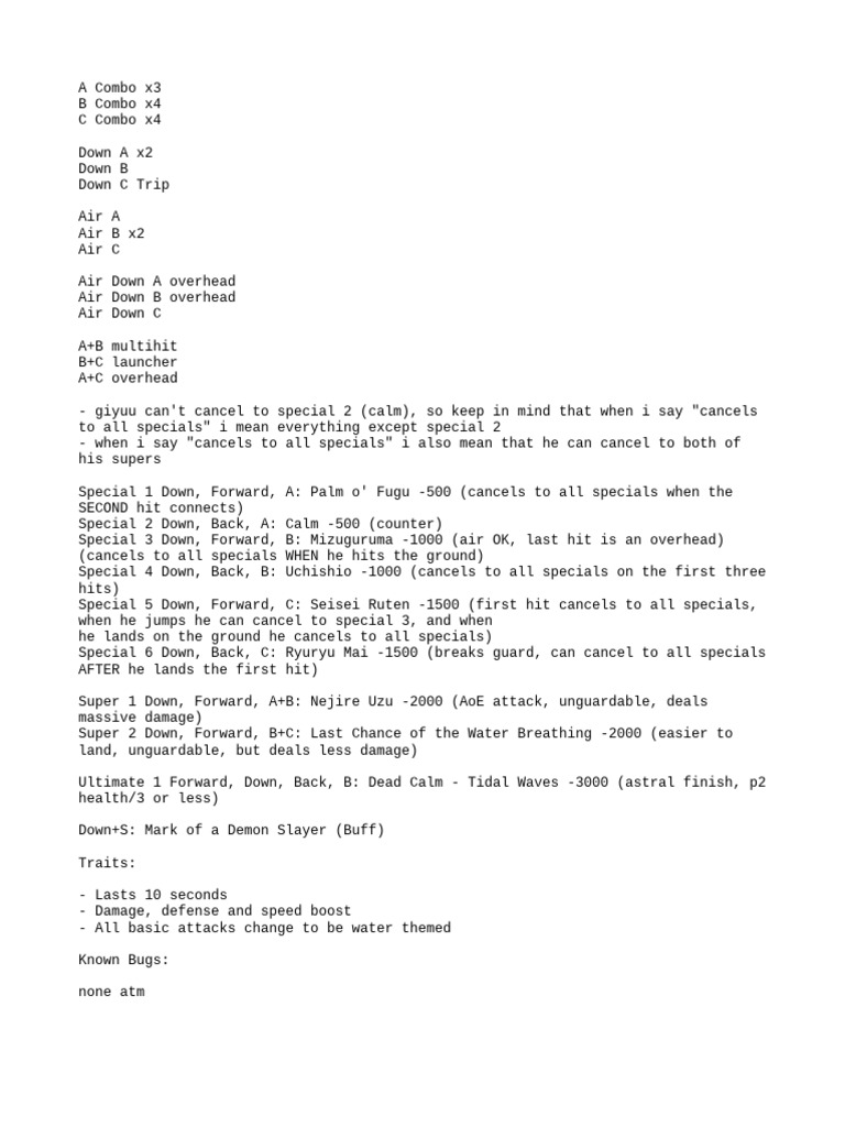 Moveset known bugs pdf