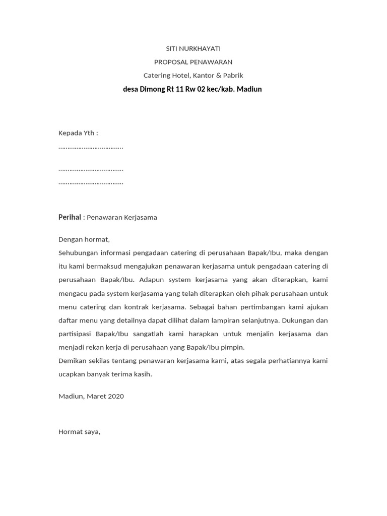 Proposal Penawaran Catering Pdf
