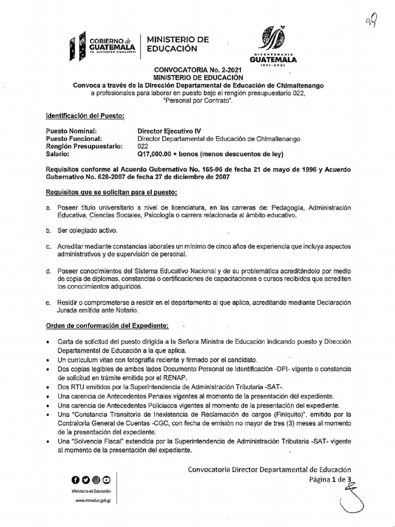 Convocatoria No.2 2021 Chimaltenango | PDF
