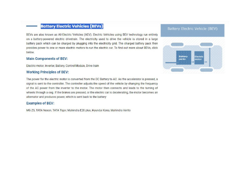 Battery Electric Vehicles (BEVs) | PDF