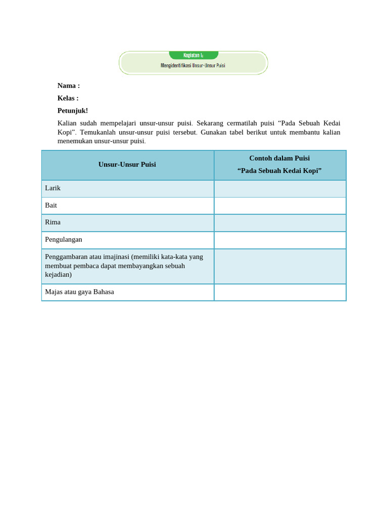 Lampiran LKPD Puisi LKPD 1-8 | PDF