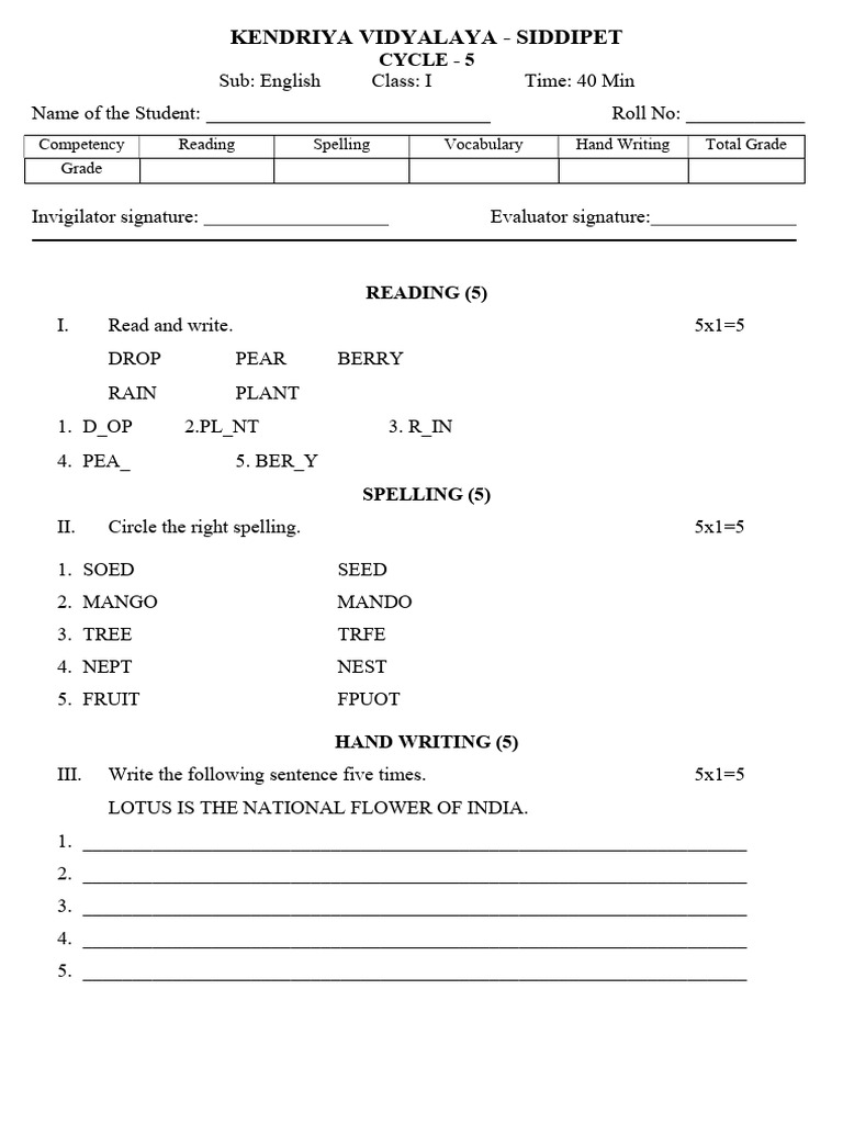 Class One Cycle Tests | PDF