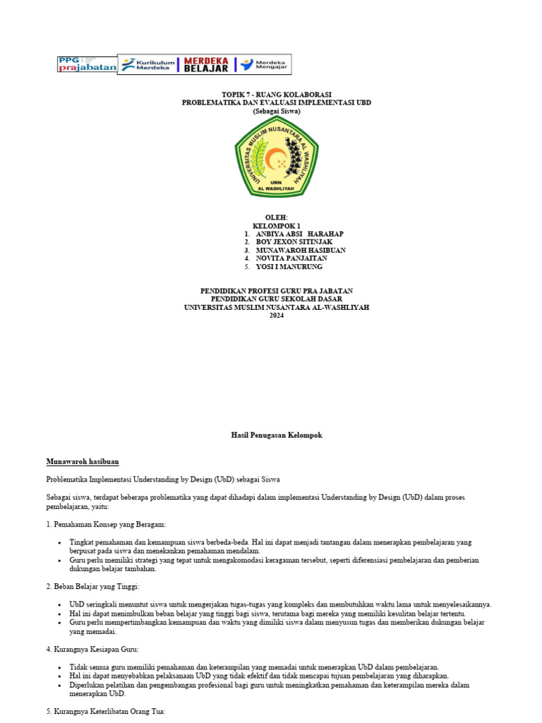 Topik 7 - Ruang Kolaborasi - Kelompok 3 - Kurikulum | PDF